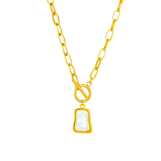 Square Titanium Steel Toggle Plating 18K Gold Plated Necklace