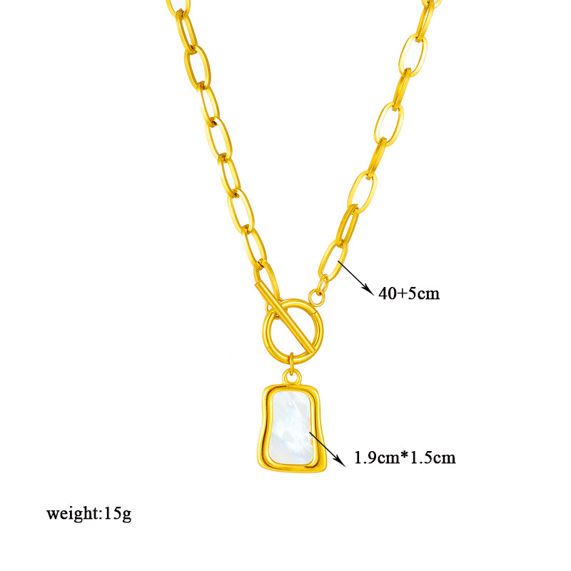Square Titanium Steel Toggle Plating 18K Gold Plated Necklace