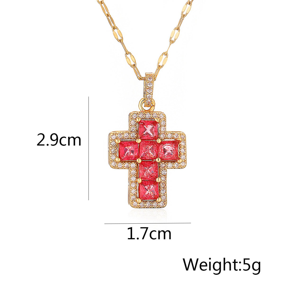 Cross Copper 18K Gold Plated Zircon Pendant Necklace