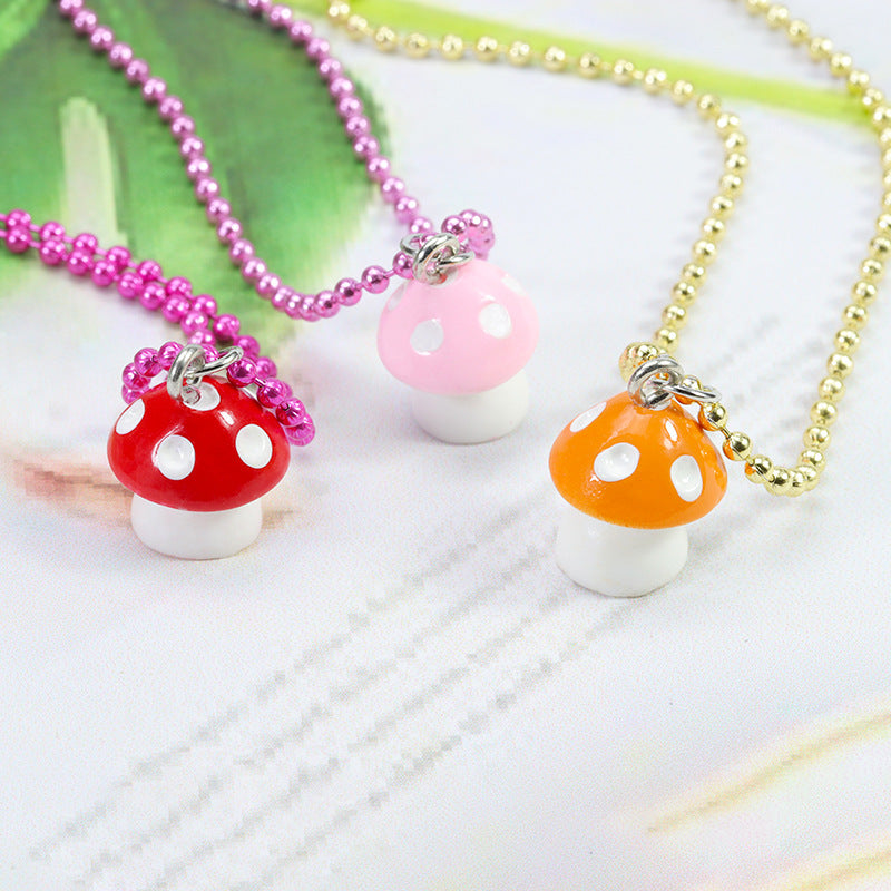 Pastoral Mushroom Resin Children Rings Necklace