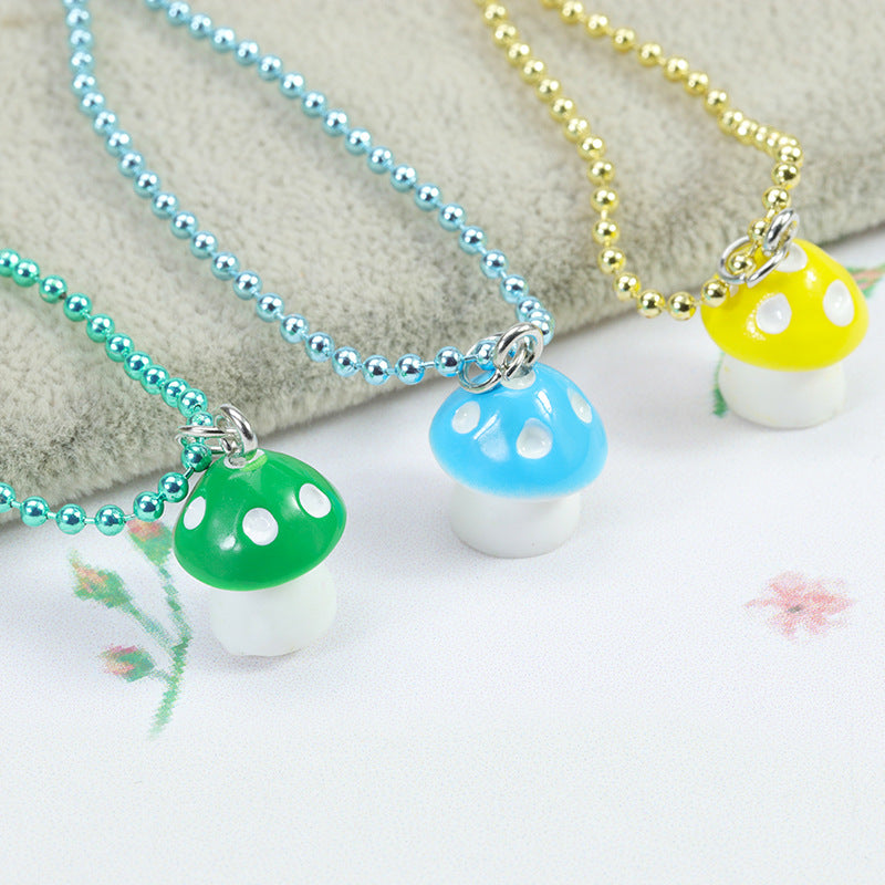 Pastoral Mushroom Resin Children Rings Necklace