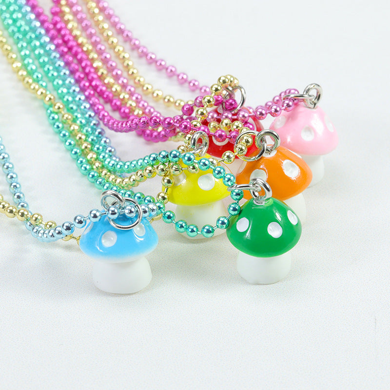 Pastoral Mushroom Resin Children Rings Necklace