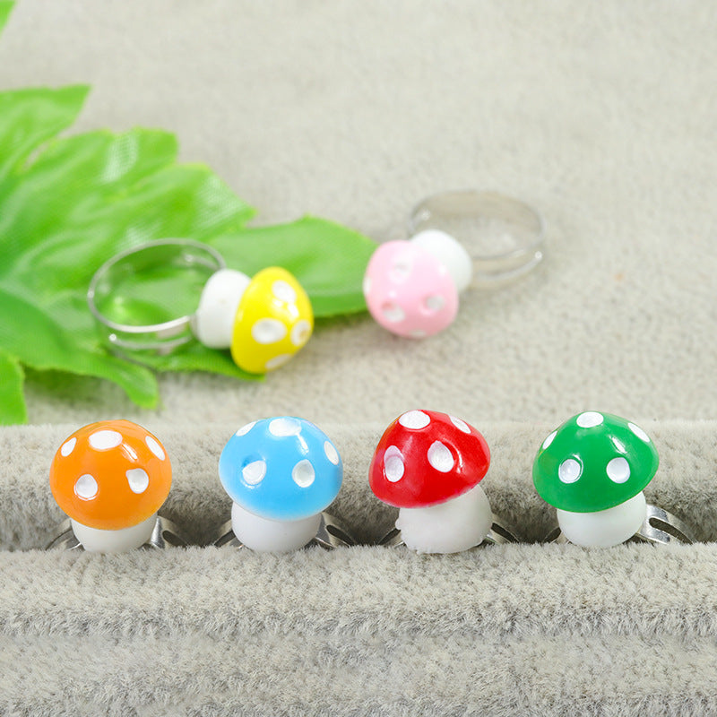 Pastoral Mushroom Resin Children Rings Necklace