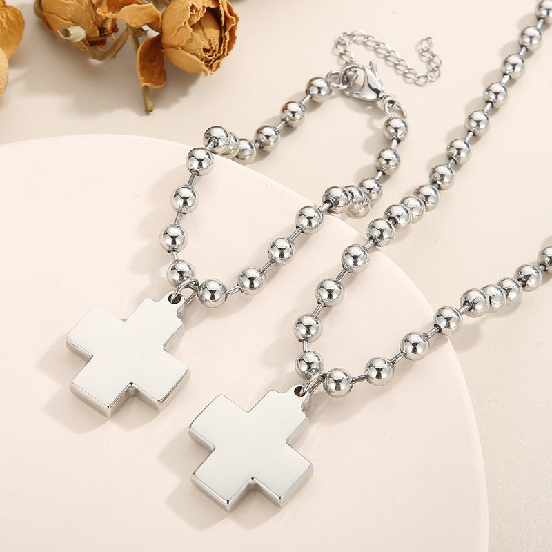 Casual Vacation Streetwear Cross Titanium Steel Plating 18k Gold Plated Necklace