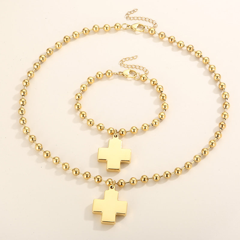 Casual Vacation Streetwear Cross Titanium Steel Plating 18k Gold Plated Necklace