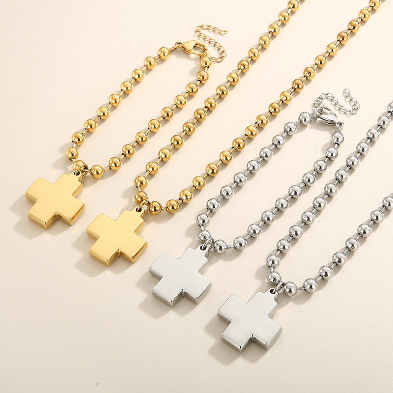 Casual Vacation Streetwear Cross Titanium Steel Plating 18k Gold Plated Necklace