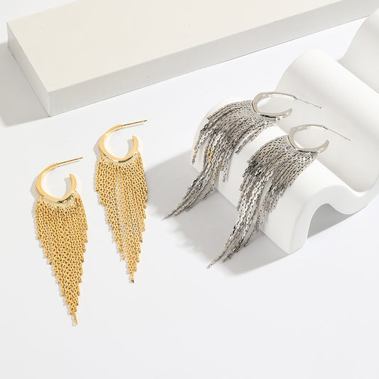 Modern Style Tassel Plating Copper 18k Gold Plated Earrings