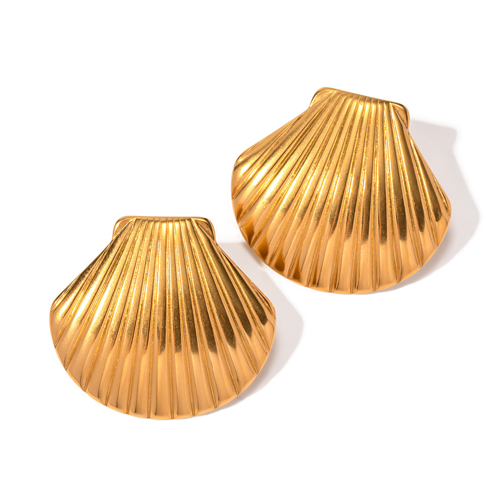 Ig Style Vacation Shell Plating Stainless Steel 18k Gold Plated Ear Studs
