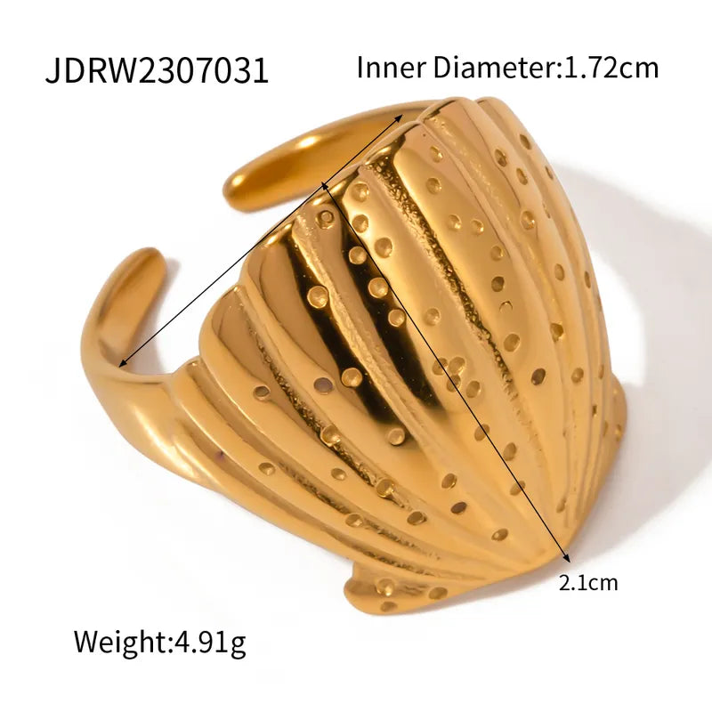 IG Style Simple Style Shell Stainless Steel Plating 18k Gold Plated Open Rings