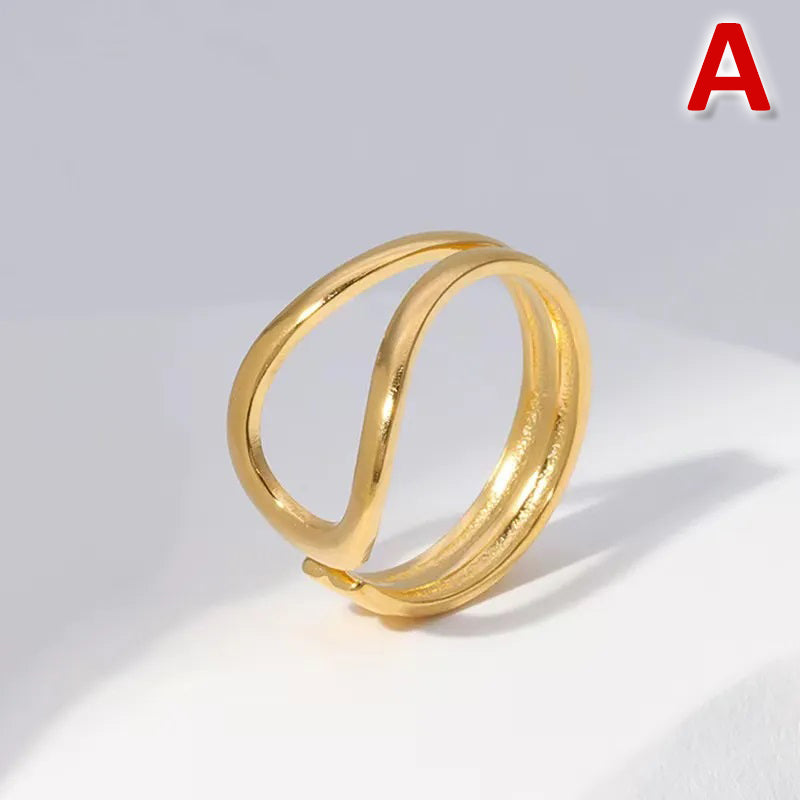 Simple Style Irregular Heart Shape Solid Color Titanium Steel Plating Open Rings