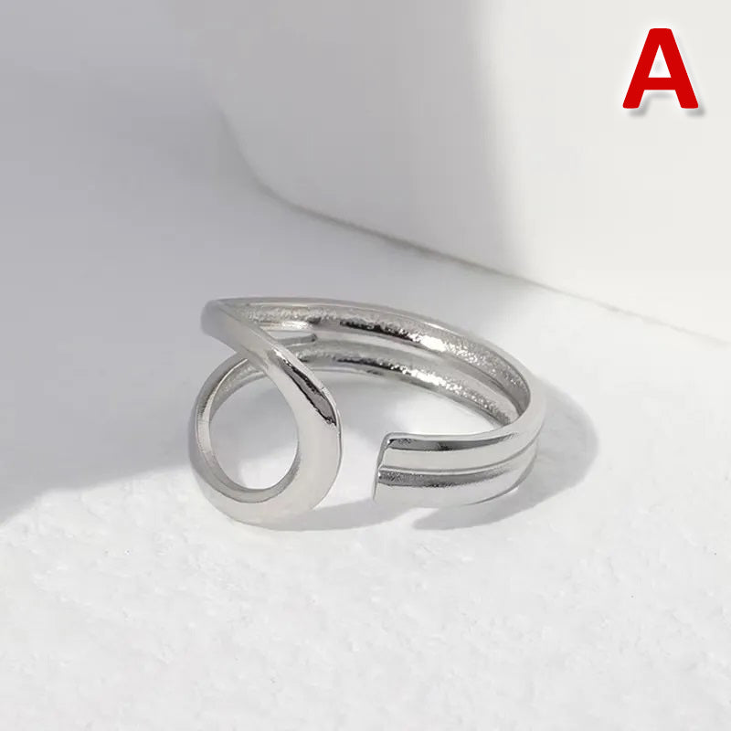 Simple Style Irregular Heart Shape Solid Color Titanium Steel Plating Open Rings