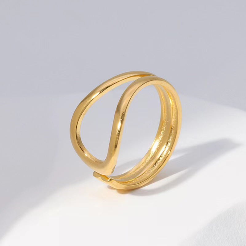 Simple Style Irregular Heart Shape Solid Color Titanium Steel Plating Open Rings