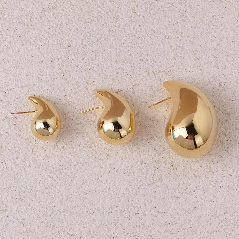 Retro Lady Water Droplets Plating Copper Ear Studs
