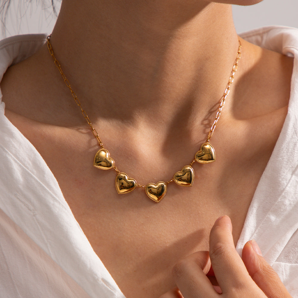 Heart Shape Stainless Steel 18K Gold Plated Necklace