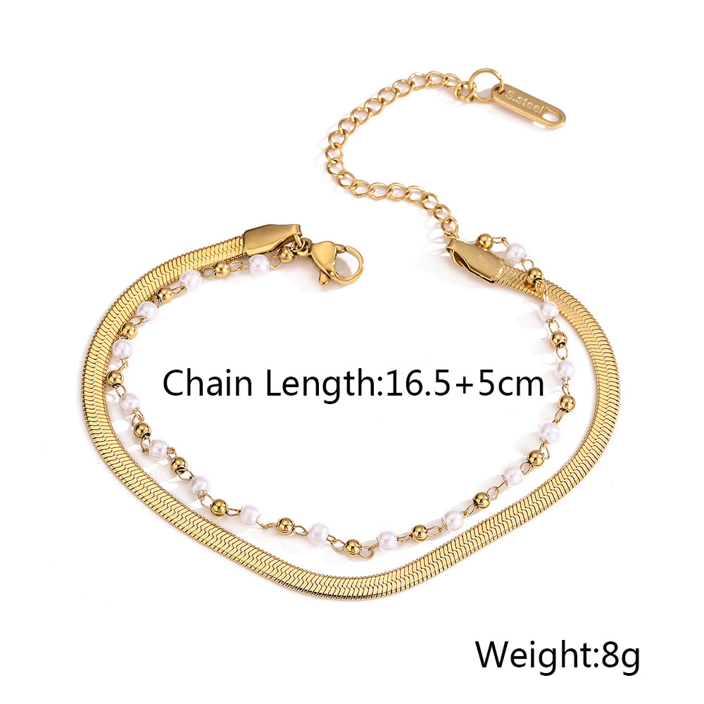 Titanium Steel Layered Plating 18K Gold Plated Bracelets
