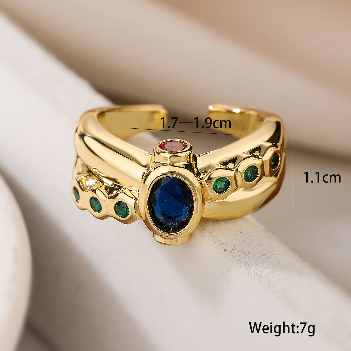 Copper Plating Inlay Zircon 18K Gold Plated Open Rings