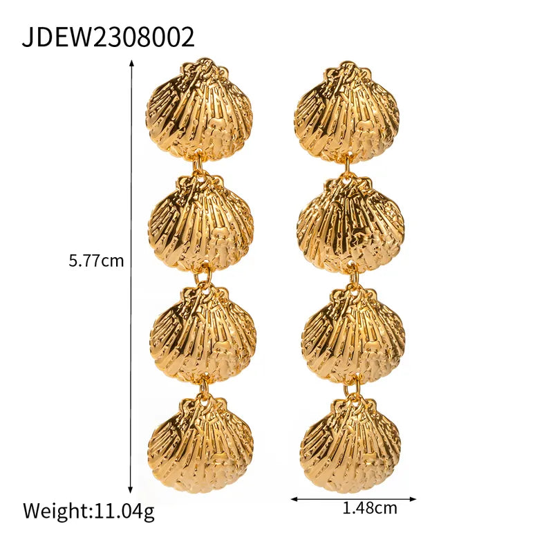 Ig Style Casual Shell Plating Stainless Steel 18k Gold Plated Drop Earrings