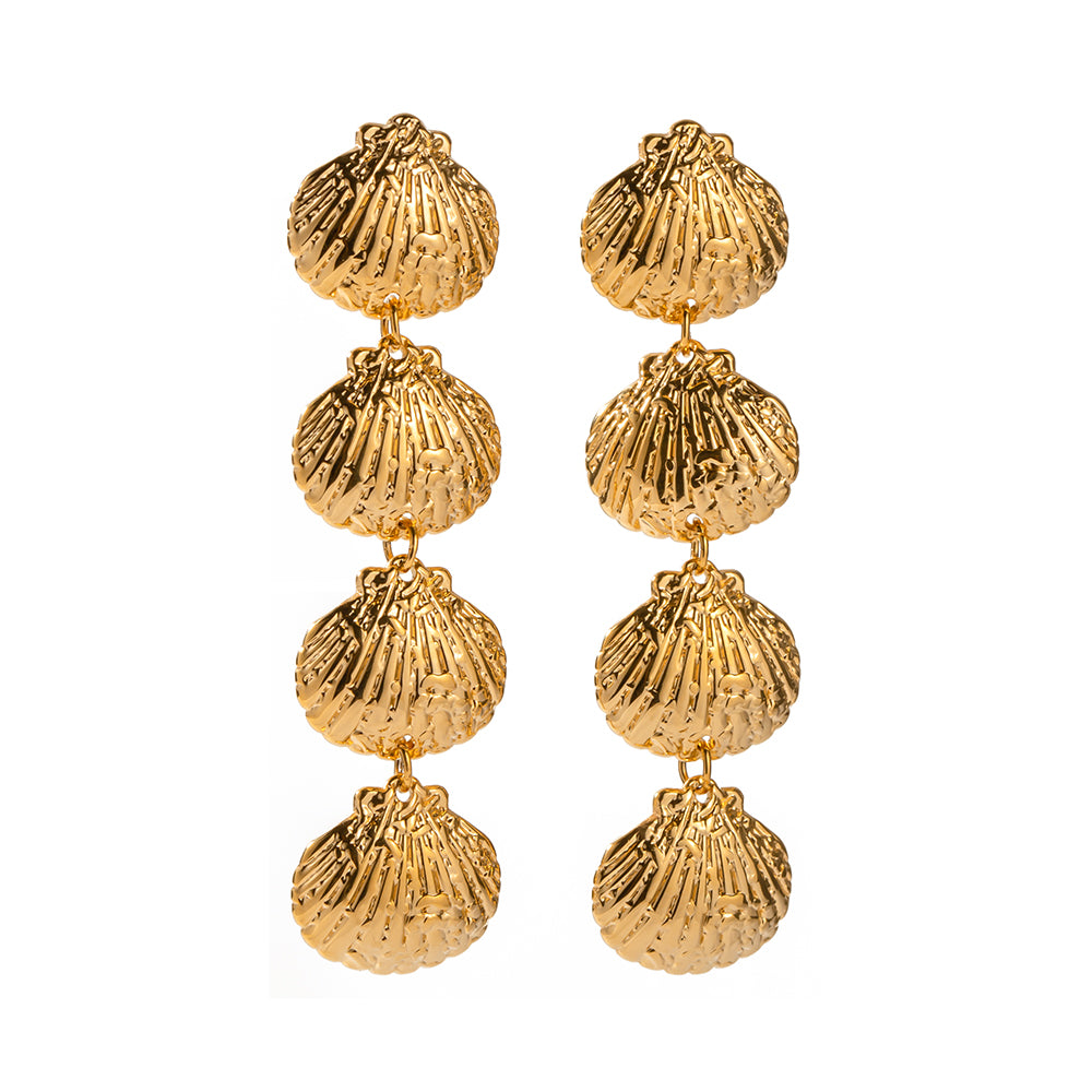 Ig Style Casual Shell Plating Stainless Steel 18k Gold Plated Drop Earrings