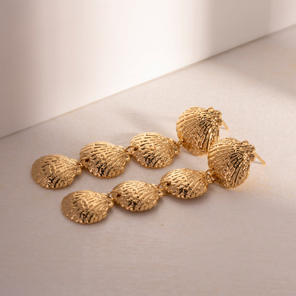 Σκουλαρίκια με μοτίφ κοχυλιών από επιχρυσωμένο 18K ατσάλι