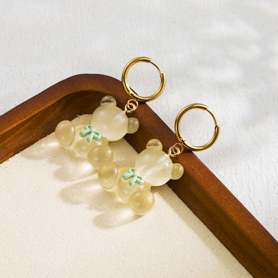 Cute Sweet Bear Plating Inlay Resin Resin 18K Gold Plated Earrings
