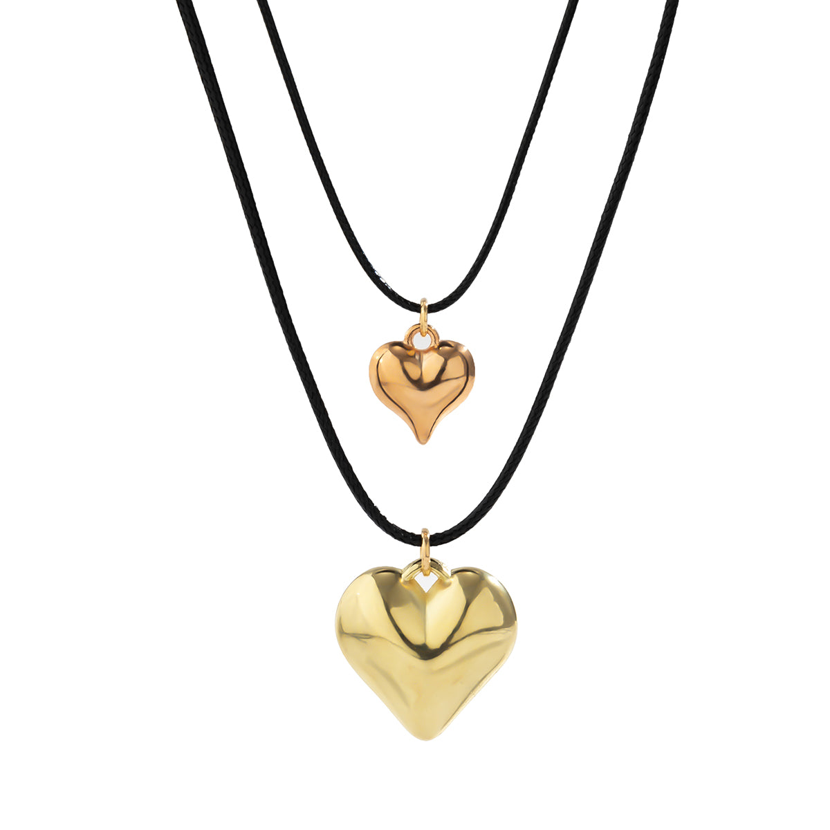 Layered Women's Pendant with leather wax cord and 3D Heart Shape motif by alloy