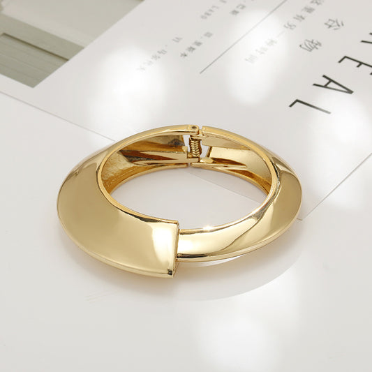 Classic Style Solid Color Alloy Plating Gold Plated Women's Bangle, pack of 2 pieces