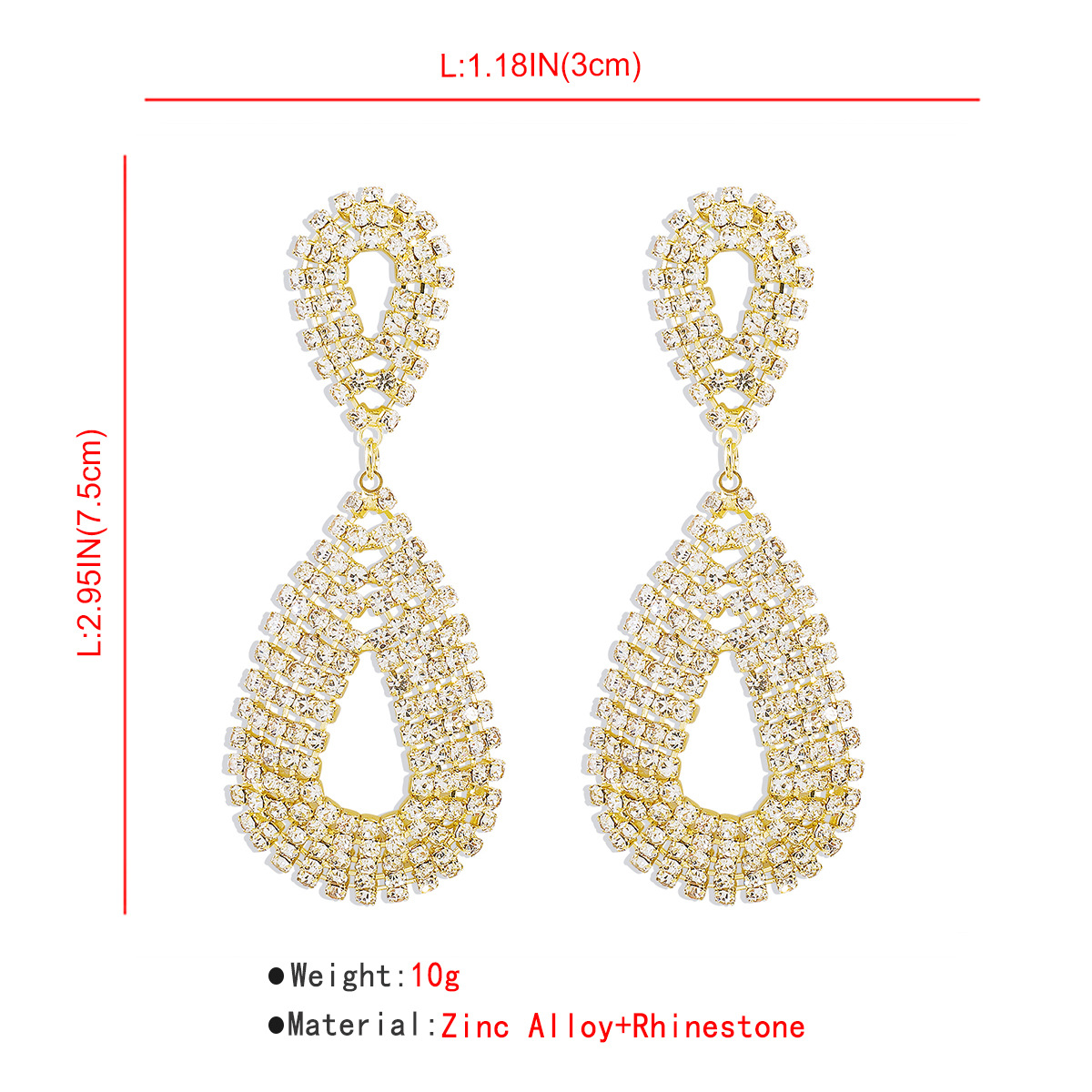 Shiny Water Droplets Inlay Alloy Rhinestones Drop Earrings