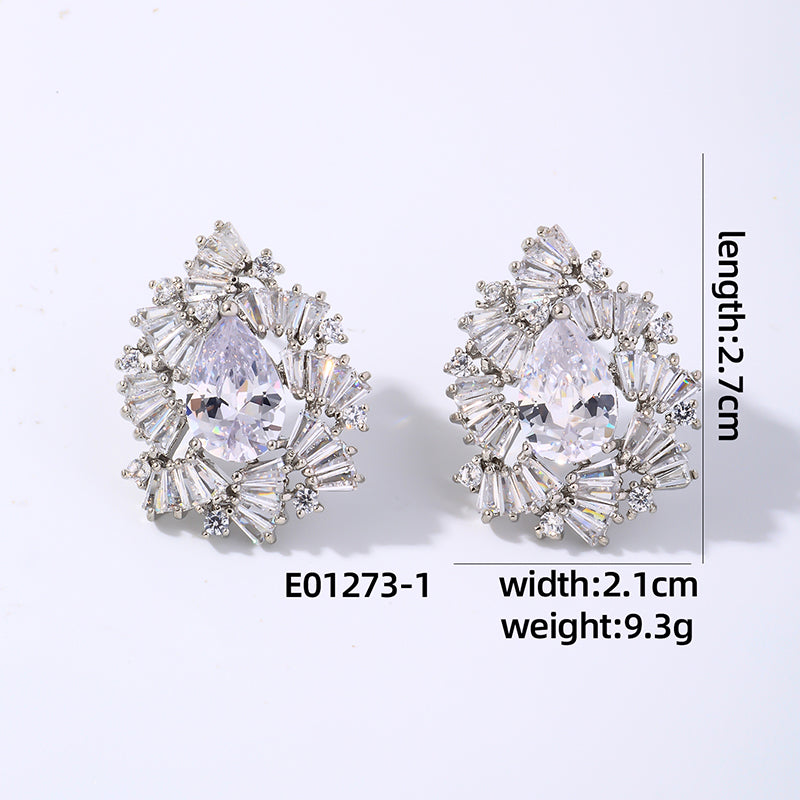 Casual Simple Style Irregular Plating Inlay Copper Zircon White Gold Plated Gold Plated Ear Studs