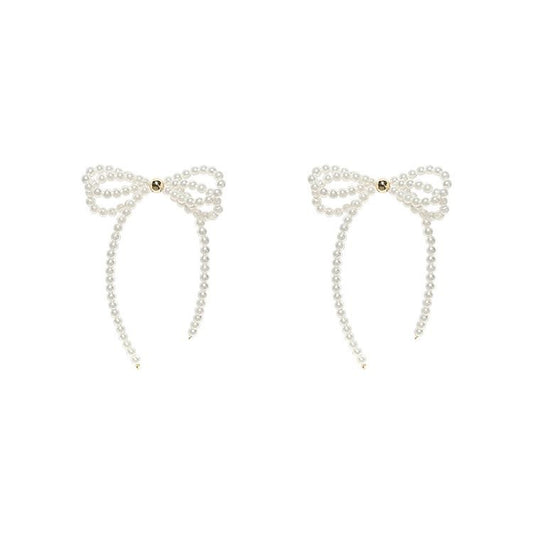 Elegant Bow Knot Alloy Beaded Drop Earrings