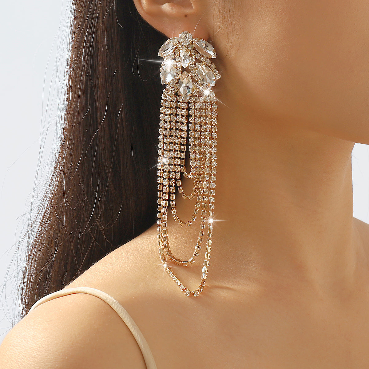Glittery Rhinestones Drop Earrings