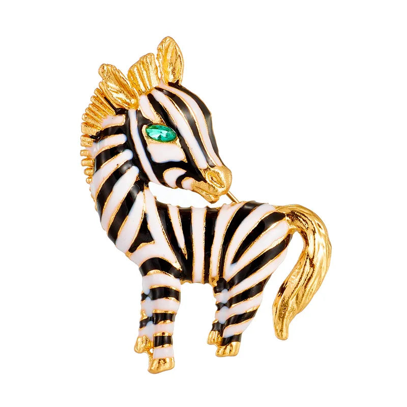 Vintage Style Zebra Alloy Enamel Unisex Brooches