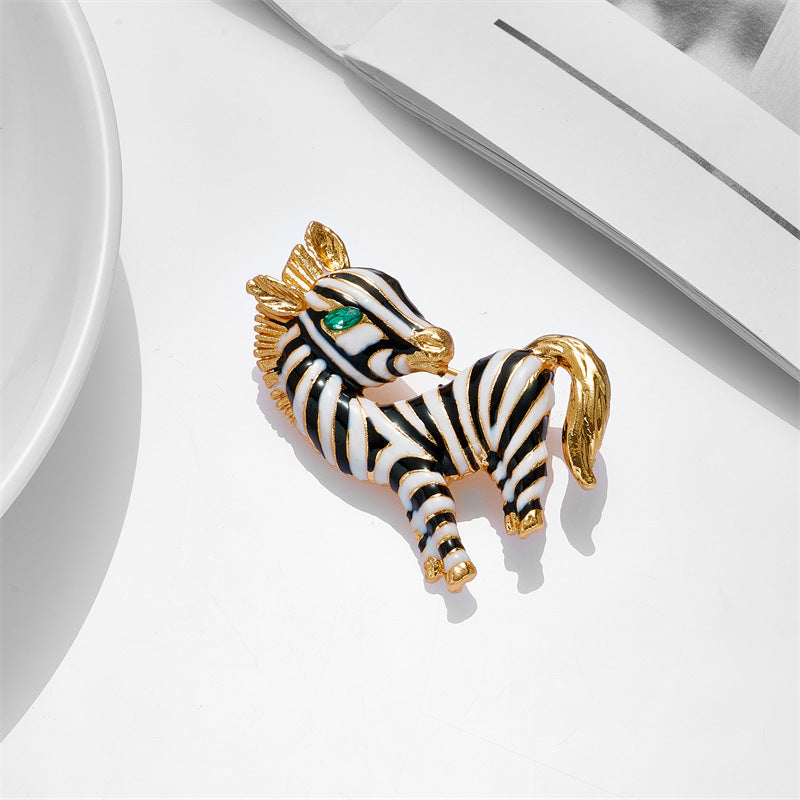 Vintage Style Zebra Alloy Enamel Unisex Brooches