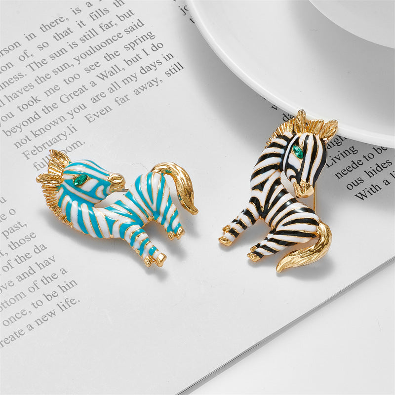 Vintage Style Zebra Alloy Enamel Unisex Brooches