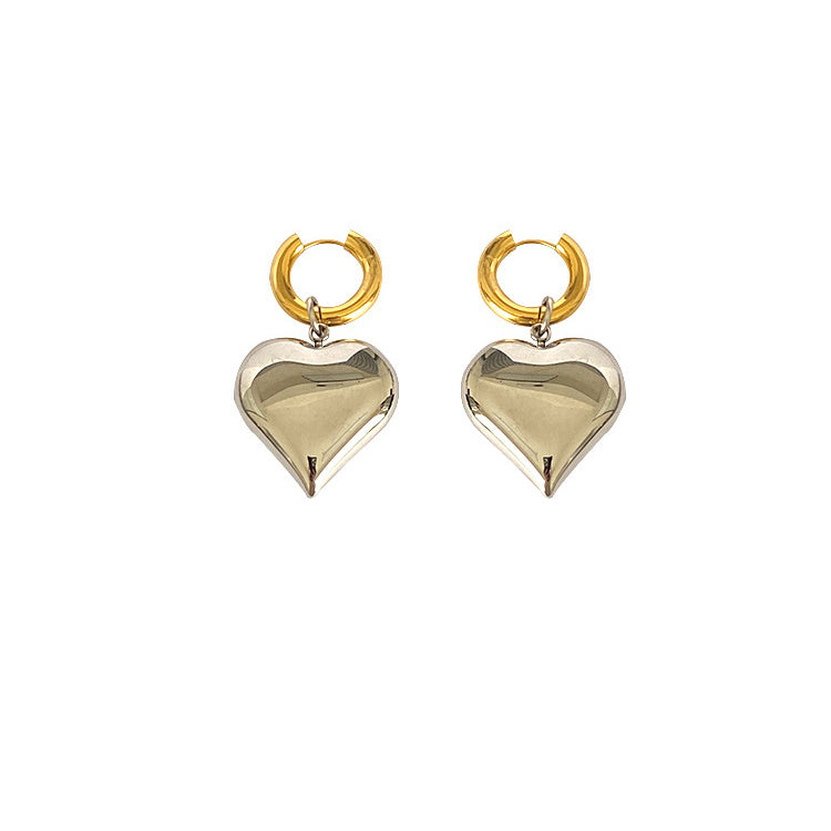 Elegant Heart Shape Plating Alloy Gold Plated Drop Earrings