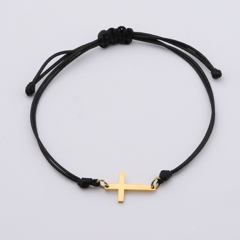 Simple Style Cross Titanium Steel 18K Gold Plated None Bracelets In Bulk