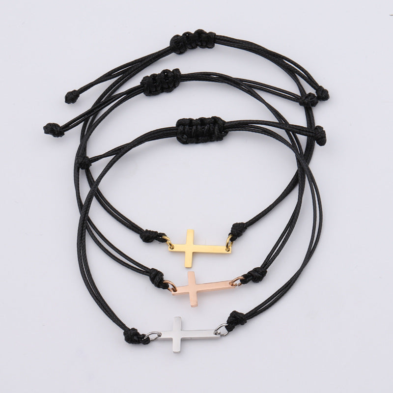 Simple Style Cross Titanium Steel 18K Gold Plated None Bracelets In Bulk