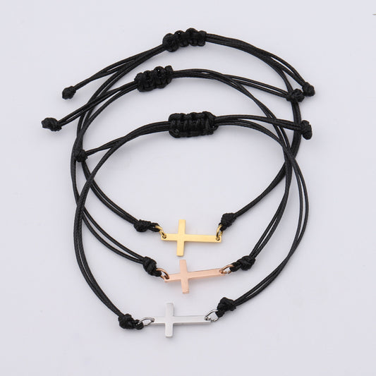 Simple Style Cross Titanium Steel 18K Gold Plated None Bracelets In Bulk