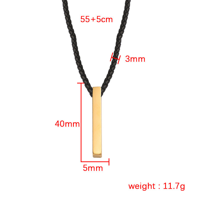 Simple Style Streetwear Rectangle Stainless Steel Unisex Pendant Necklace