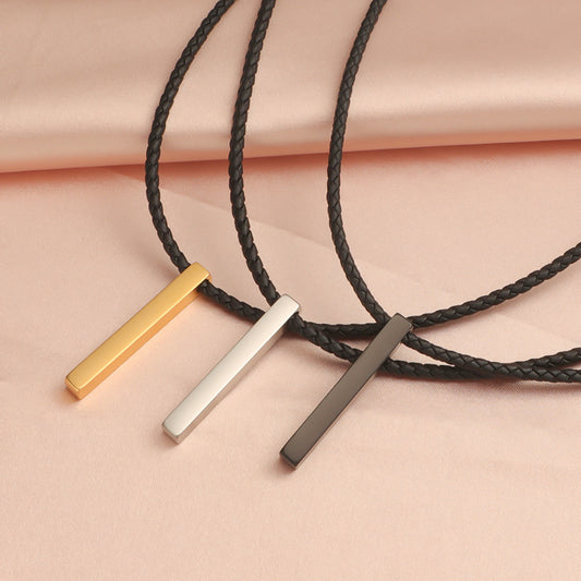 Simple Style Streetwear Rectangle Stainless Steel Unisex Pendant Necklace