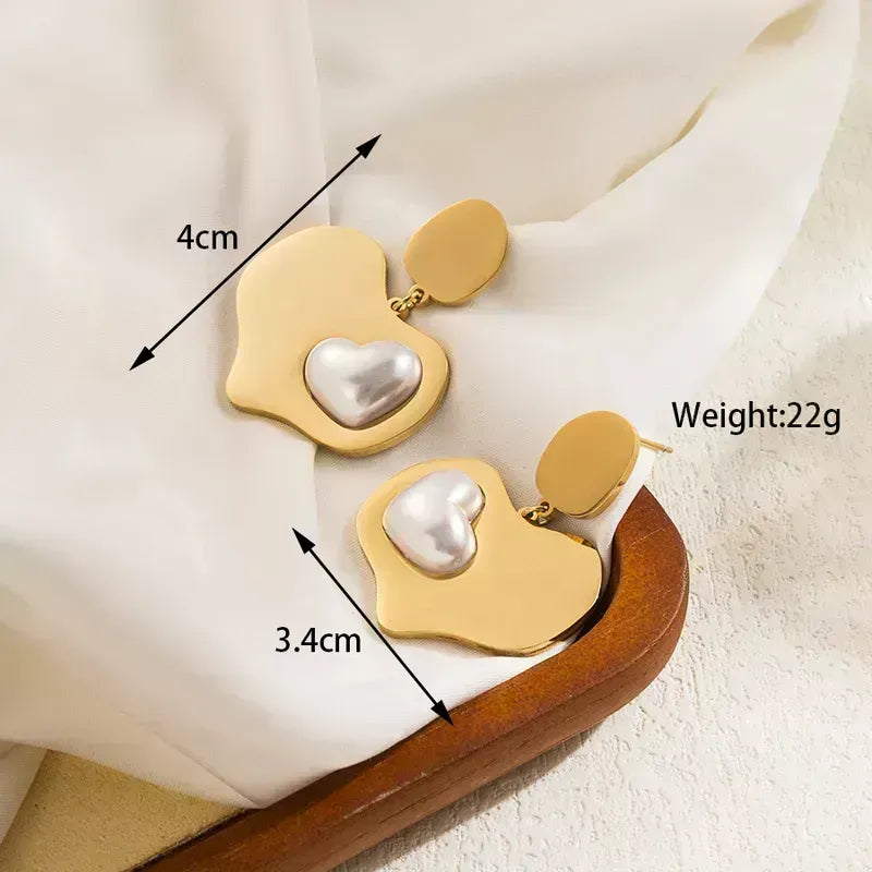 Ig Style σκουλαρίκια με πέρλες από επιχρυσωμένo 18K ατσάλι