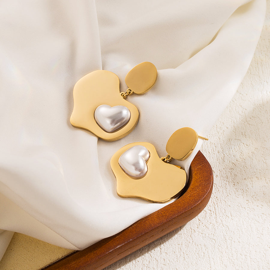 Ig Style σκουλαρίκια με πέρλες από επιχρυσωμένo 18K ατσάλι