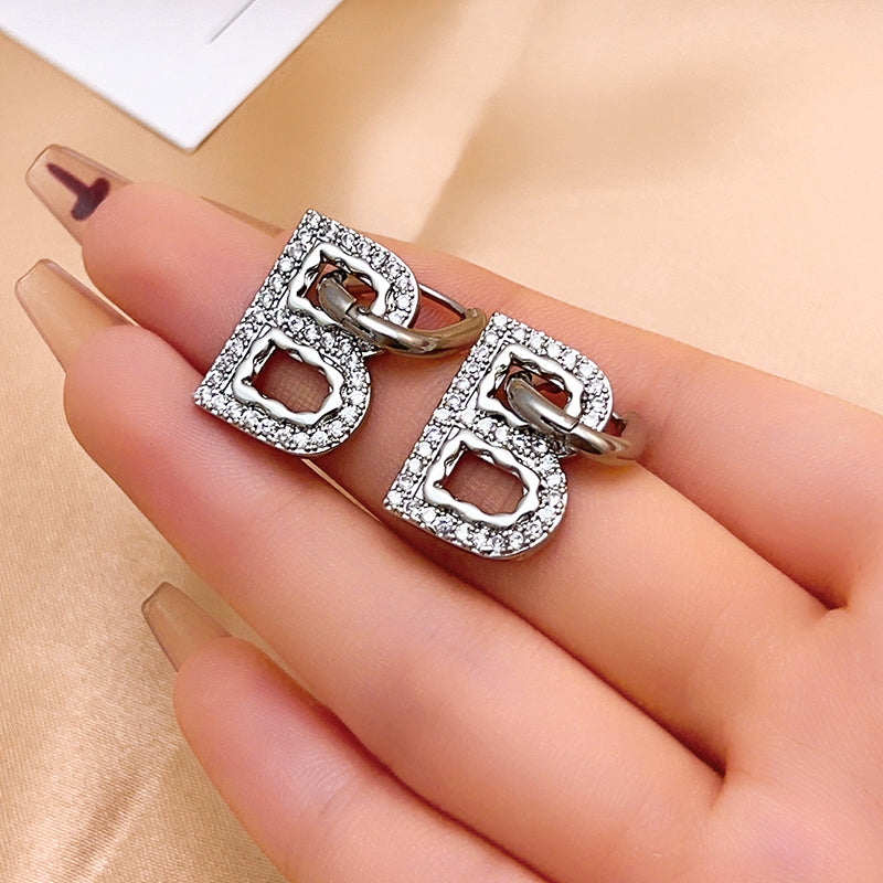 Hip-Hop Vintage Style Letter Plating Inlay 304 Stainless Steel Zircon Drop Earrings