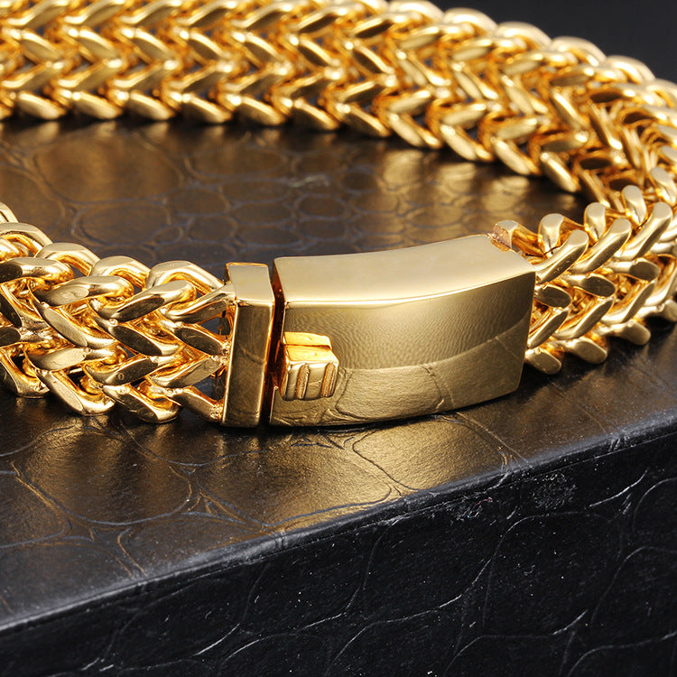 Simple Style Solid Color Titanium Steel Plating 18k Gold Plated Men's Bracelets