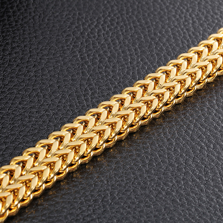 Simple Style Solid Color Titanium Steel Plating 18k Gold Plated Men's Bracelets