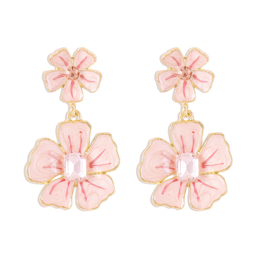 Sweet Simple Style Flower Alloy Drop Earrings