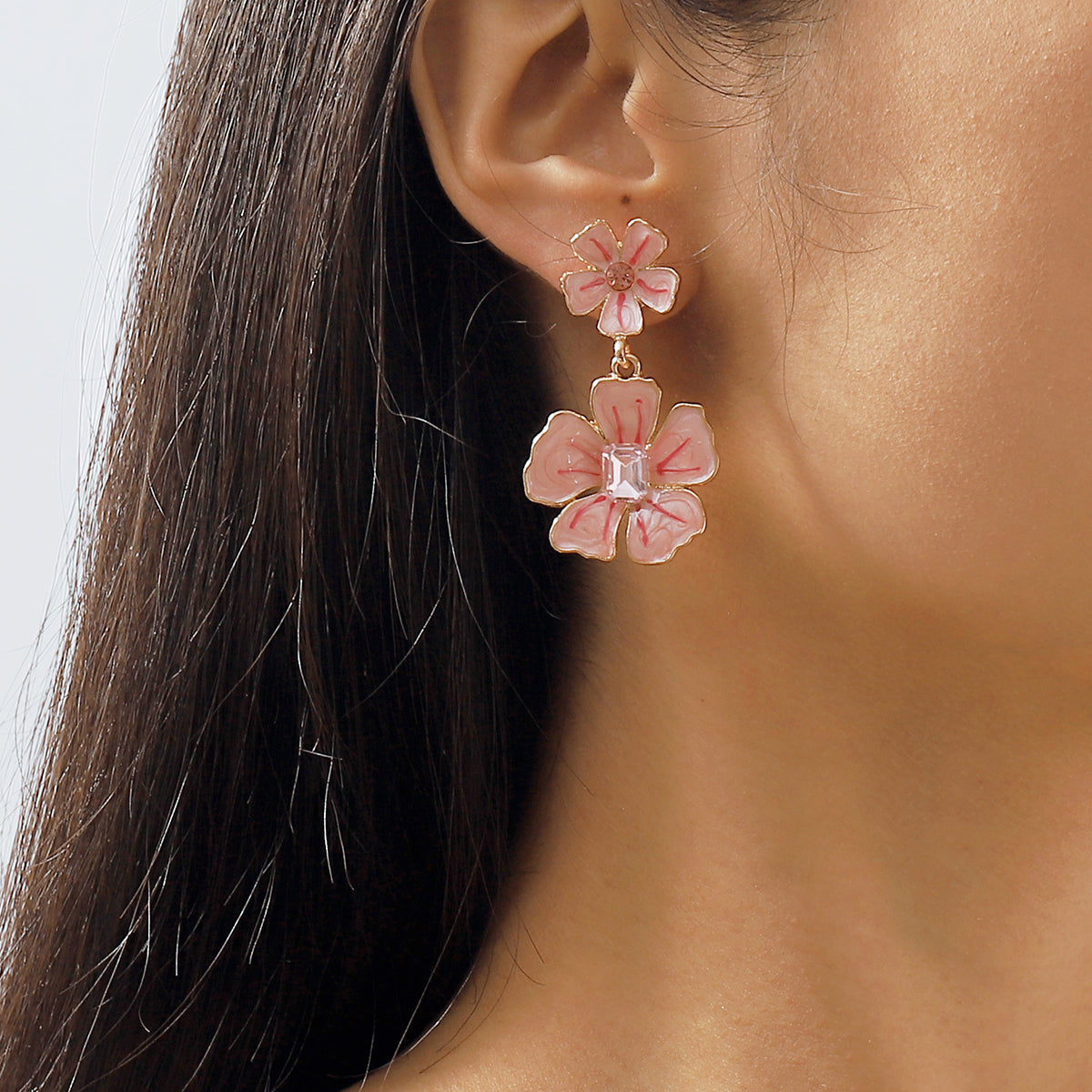 Sweet Simple Style Flower Alloy Drop Earrings