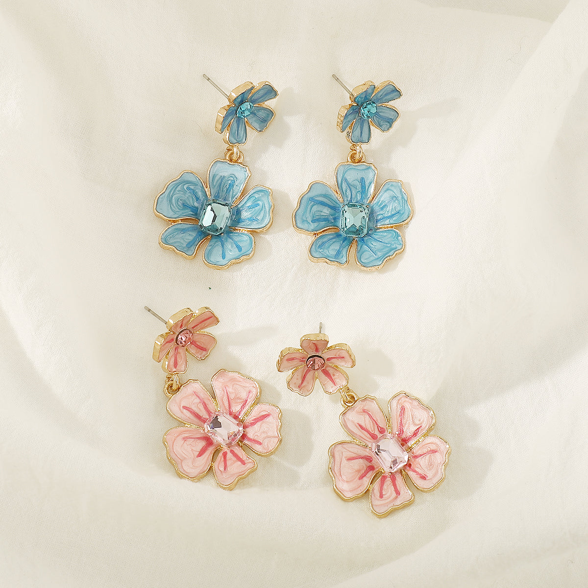 Sweet Simple Style Flower Alloy Drop Earrings