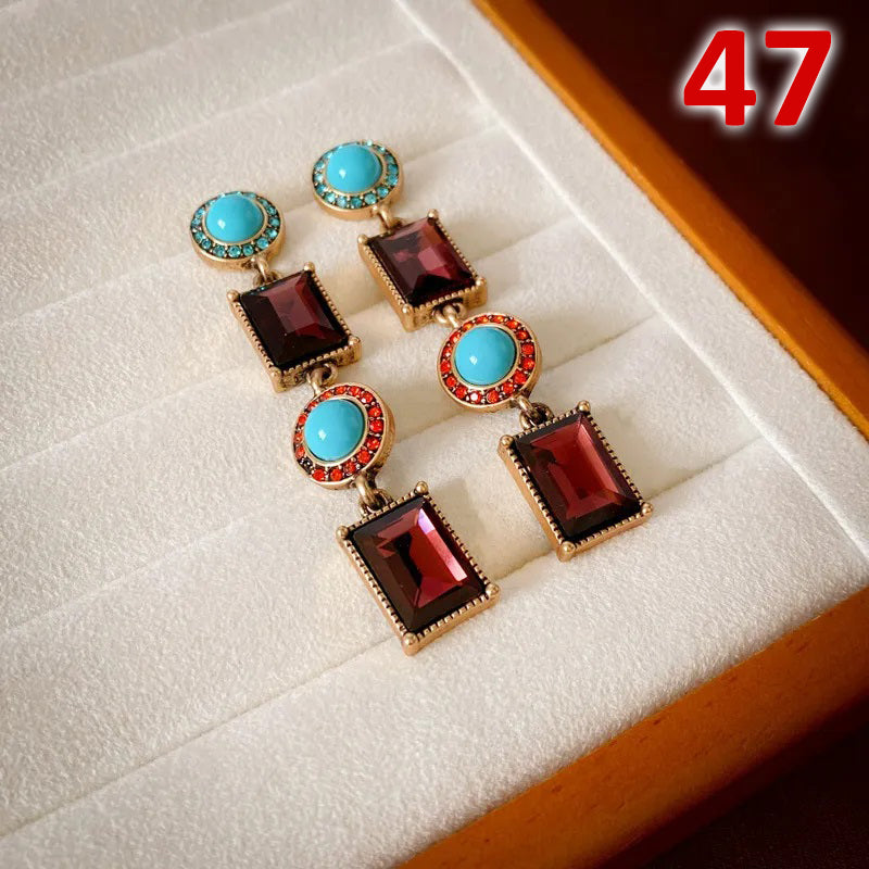 Jewelry Classic Style Water Droplets Metal Enamel Drop Earrings