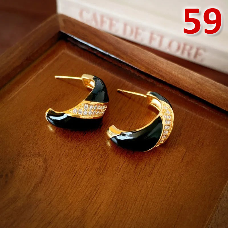 Jewelry Classic Style Water Droplets Metal Enamel Drop Earrings