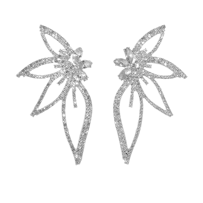 Flower earrings with rhinestones